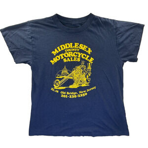 Vintage Middlesex County Motorcycle Sales Tee Black Yellow Biker Shirt